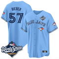 Toronto Blue Jays #57 Shane Bieber Blue 2025 World Series Baseball Stitched Jersey