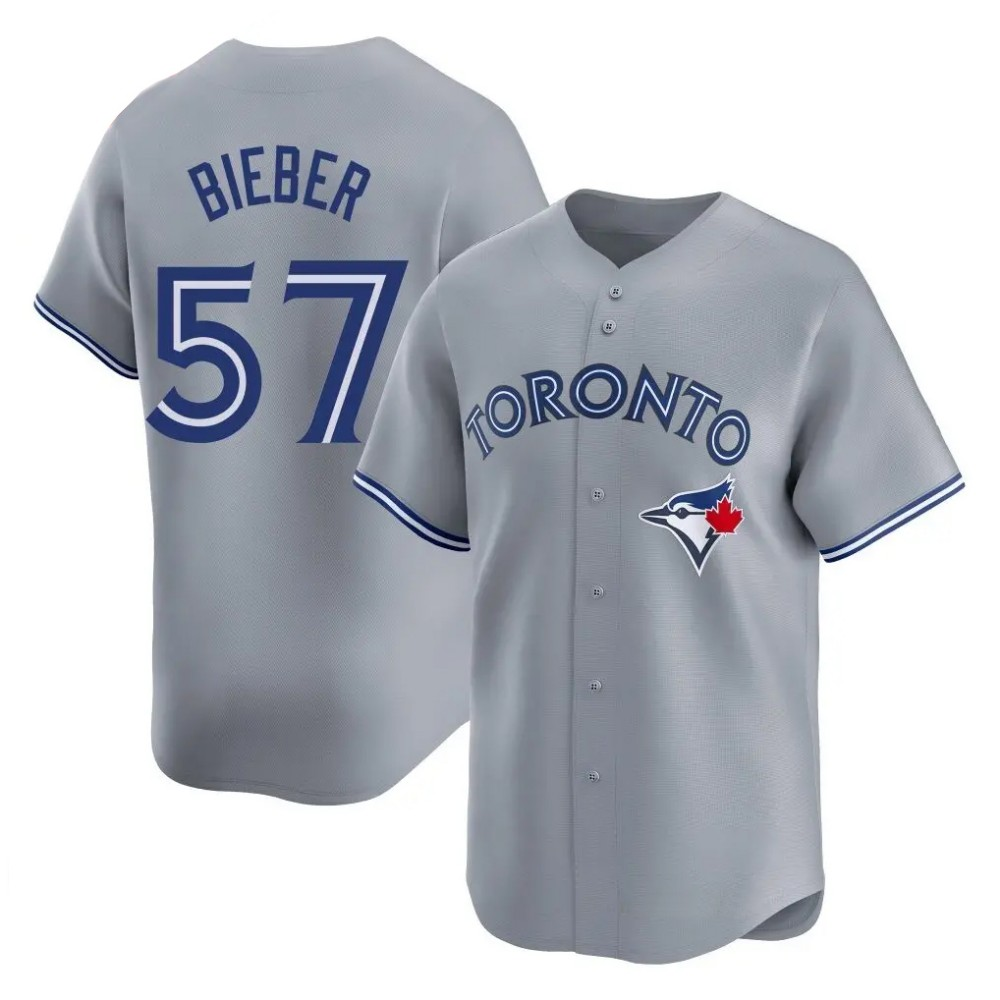 Toronto Blue Jays #57 Shane Bieber Gray Baseball Stitched Jersey