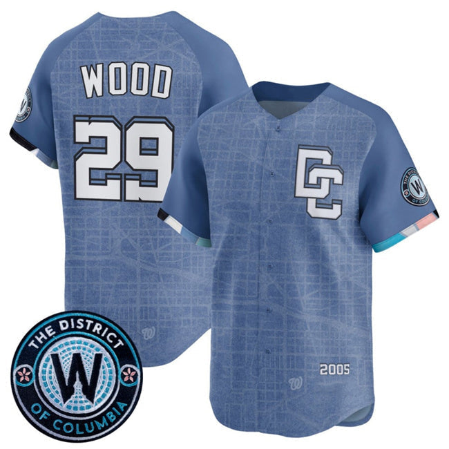 Washington Nationals #29 James Wood Blue 2025 City Connect Limited Stitched Baseball Jersey
